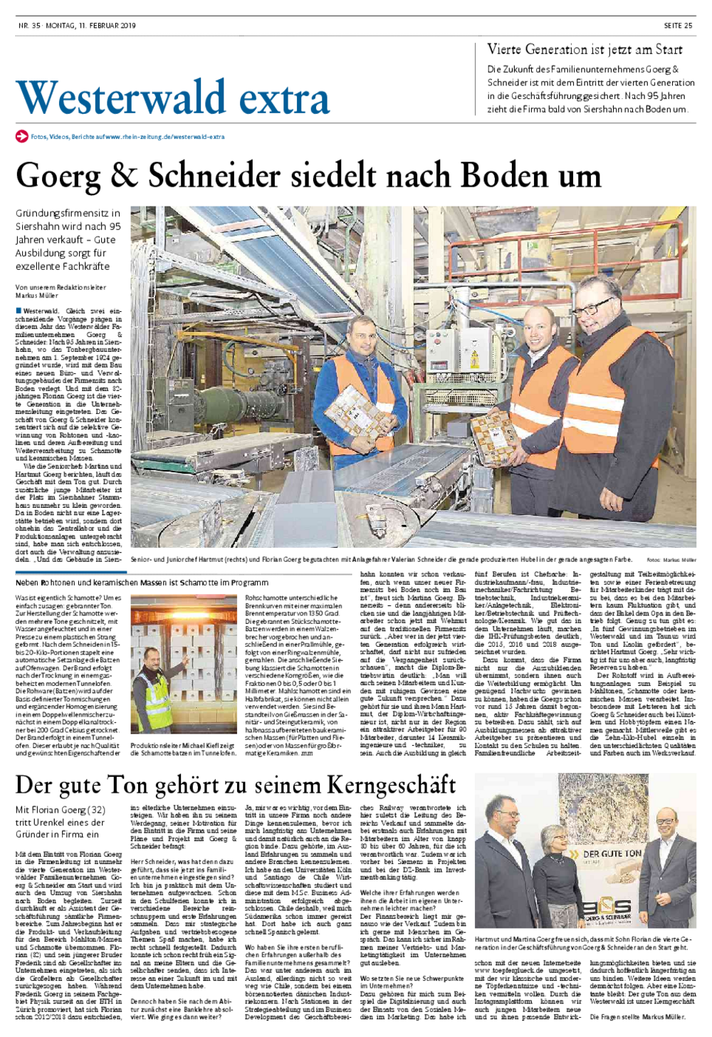 Artikel Rheinzeitung 11.02.2019